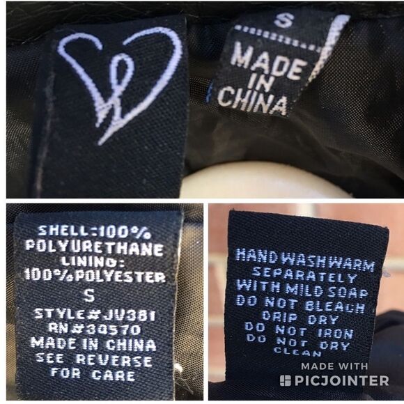 Windsor Vegan Faux Black Leather Pleated Moto Jacket - Picture 8 of 8